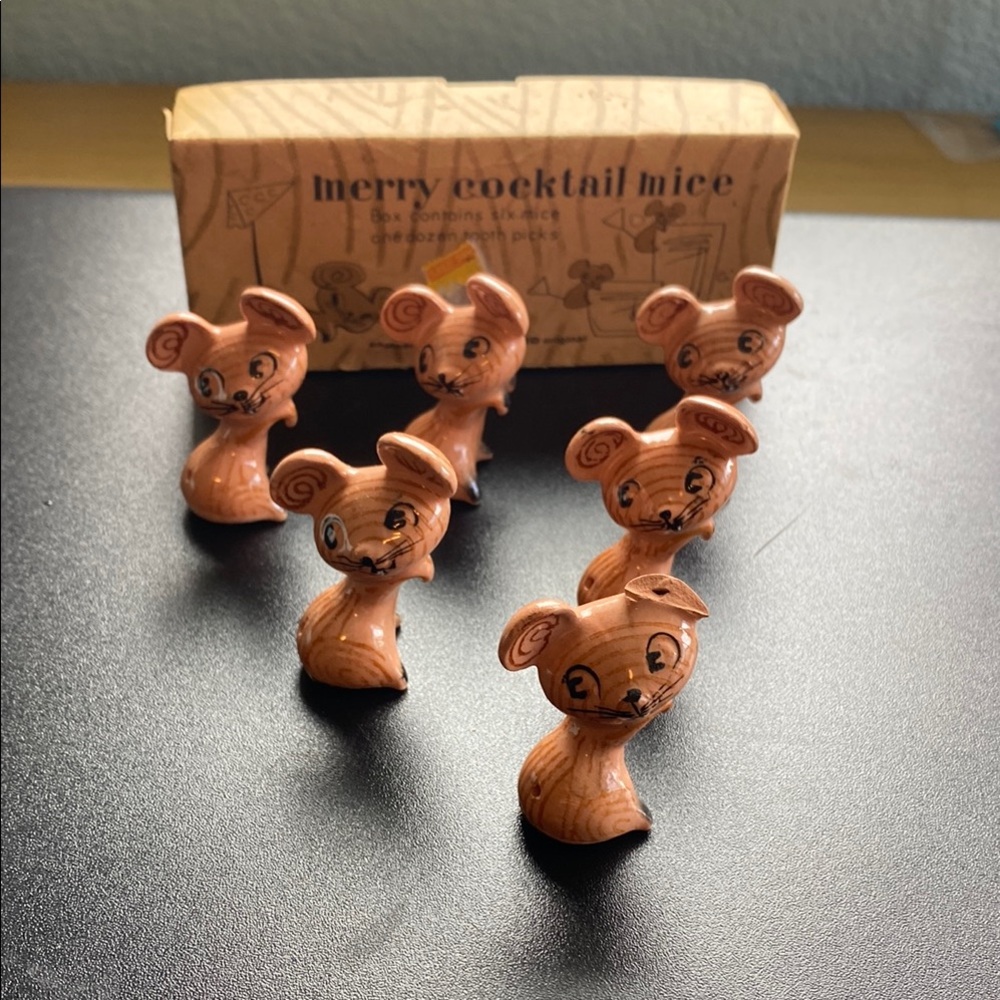 Vintage Holt Howard Merry Cocktail Mice Figurines